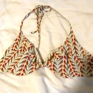 JCrew bikini with bird pattern! Matching Size 34C top and size M bottoms